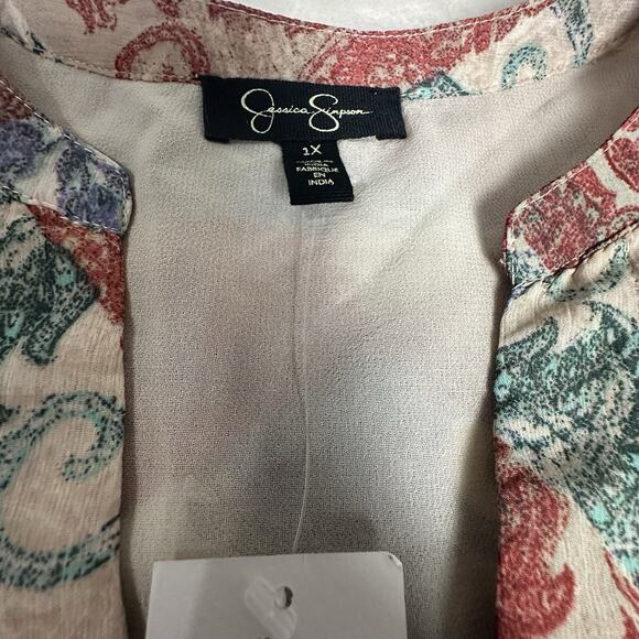 JESSICA SIMPSON Women’s Paisley Patch Mother Of Pear JENNA SemiSheer Plus 1X NWT - Picture 6 of 8